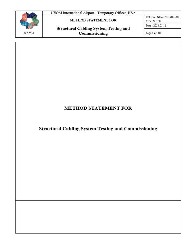 Method Statement for Structural Cabling System Testing and