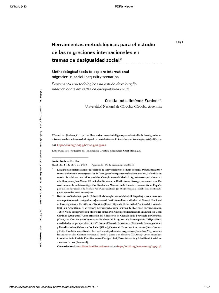 Herramientas Metodol gicas Para El Estudio De Las Migraciones 