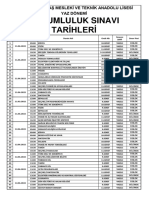 Sinav Ilan Cizelgesi Yaz Donemi