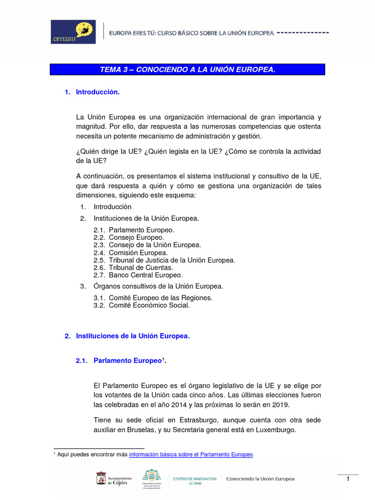 Estructura Institucional de la UE | PDF | Comisión Europea | Política ...