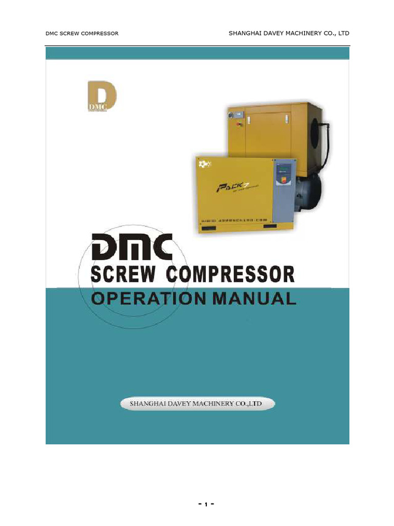 DMC Compressor Manual Pack Series PDF Valve Water