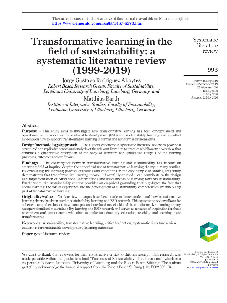 Sustainability A Systematic Review | PDF | Learning | Experience