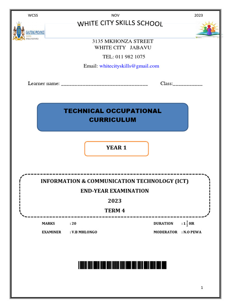 Year 1 Ict Nov Exam | PDF | Icon (Computing) | Microsoft Word