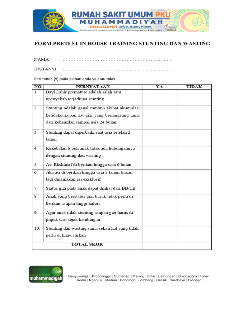 Formulir Pretest Pelatihan Stunting Wasting | PDF