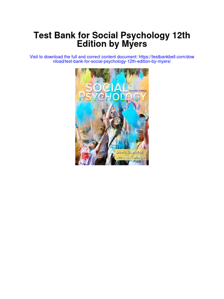 Instant Download Test Bank For Social Psychology 12th Edition by Myers ...