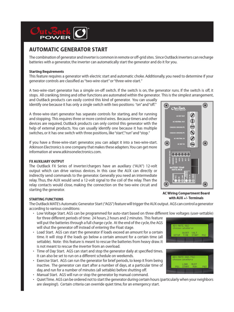 Automatic Generator Start Features | PDF | Electric Generator | Power ...