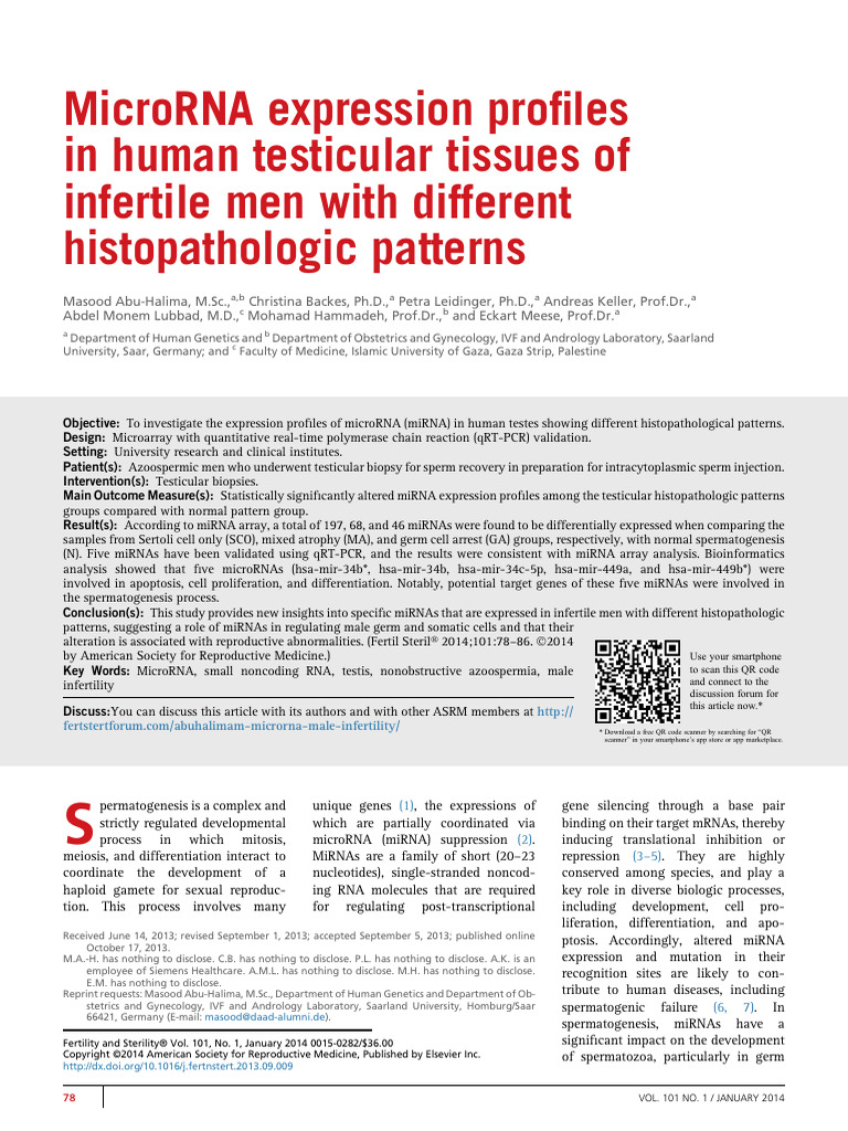 MicroRNA Expression Profiles in Human Testicular Tissues of 2014 ...