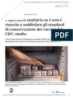 1 Operatore Sanitario Su 5 Non È Riuscito A Soddisfare Gli Standard Di Conservazione Dei Vaccini Del CDC - Studio - I Tempi Dell'epoca