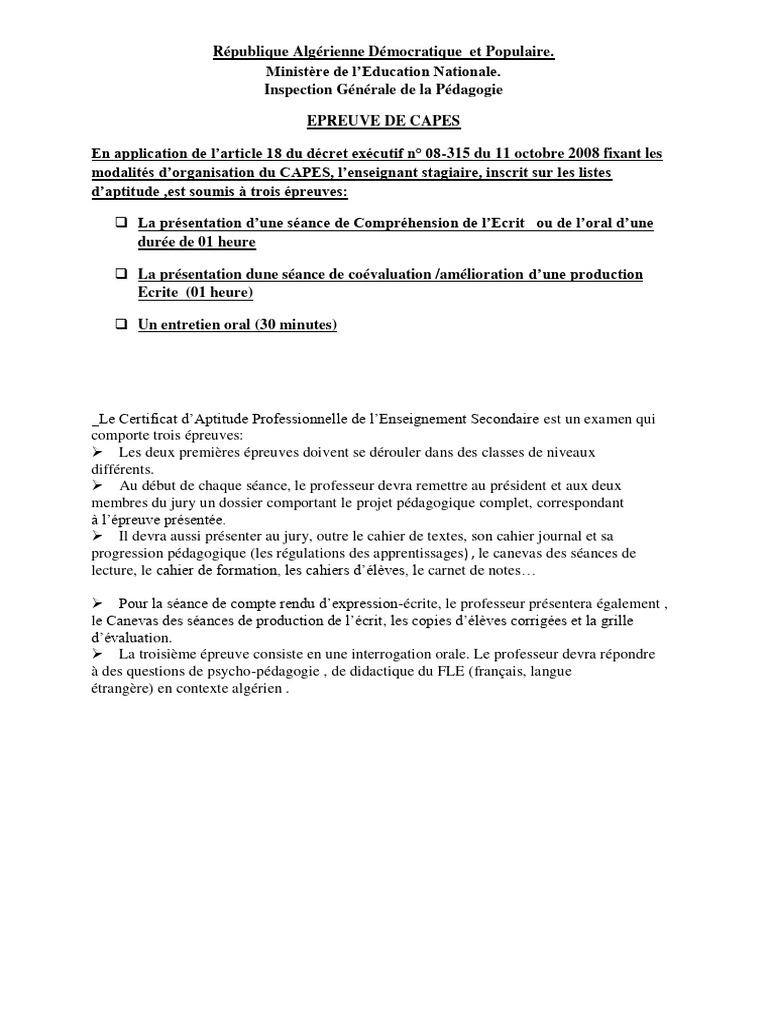 épreuve CAPES 20232024 PDF Pédagogie Enseignement