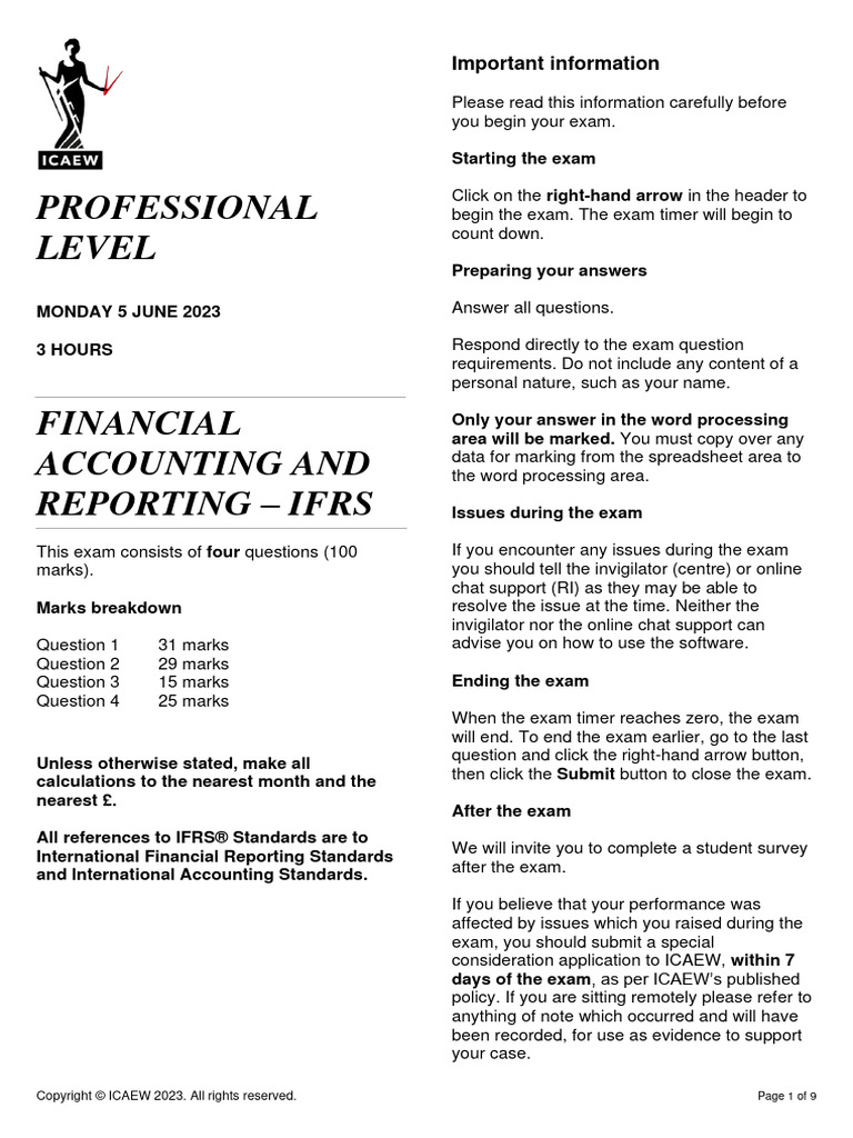Financial Accounting and Reporting Ifrs June 2023 Exam | PDF