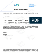 Certificate of Travel
