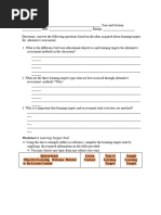 Learning Targets For Performance and Product Oriented Assessment