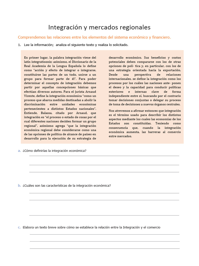 Ficha 4 Y 5 De Comercio Exterior Pdf Perú Economias