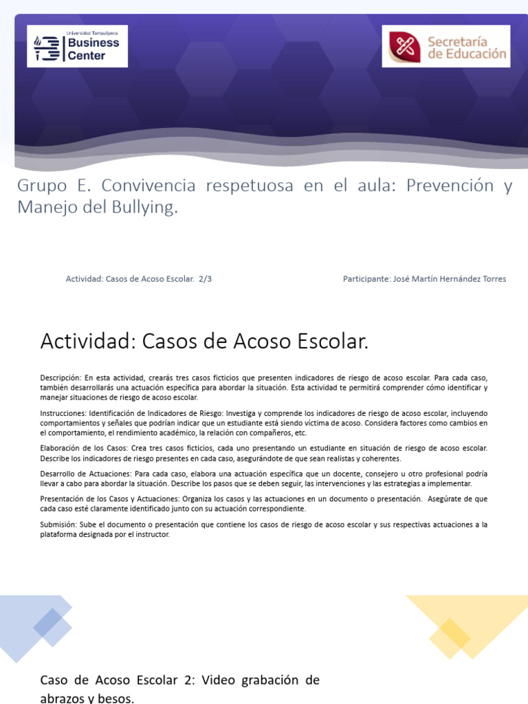 Àctividad3 Casos de Acoso Escolar 2de3 | PDF | Agresión | Sicología
