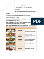 Lesson Plan Healthy Foof 7 Level