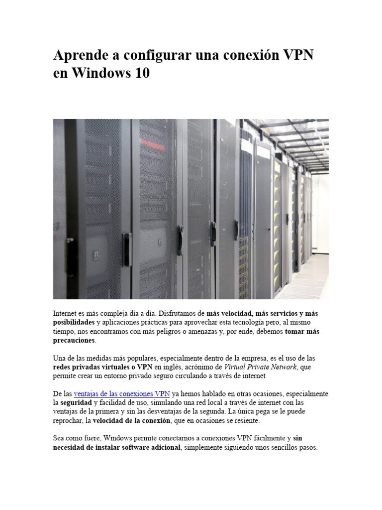 Aprende A Configurar Una Conexión VPN en Windows 10 | PDF