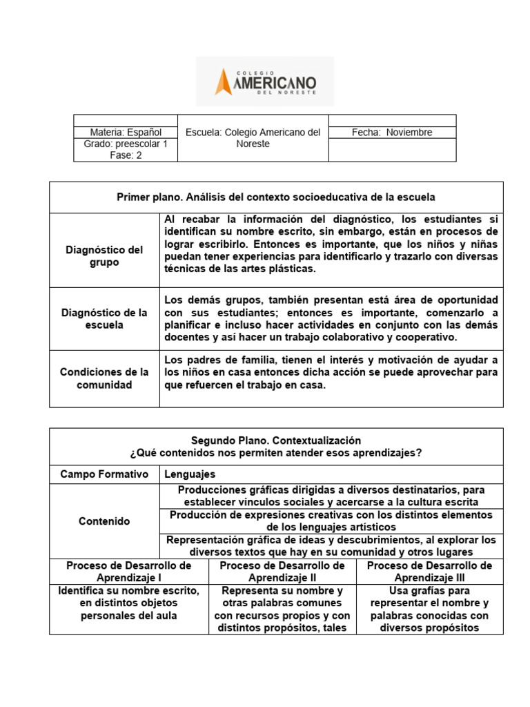 Plan de Segundo Grado NOVIEMBRE 2023 | Descargar gratis PDF ...