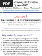 Lecture 1 - Basic Concepts in Information Security