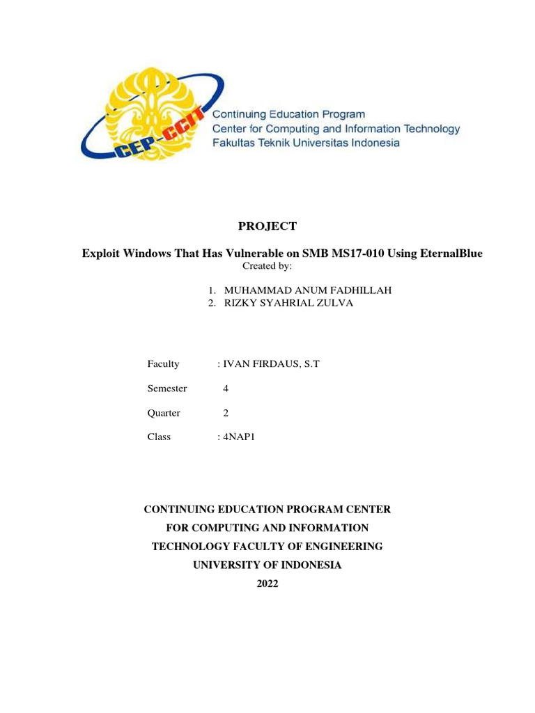 Exploiting SMB MS17-010 with EternalBlue | PDF | Microsoft Windows ...