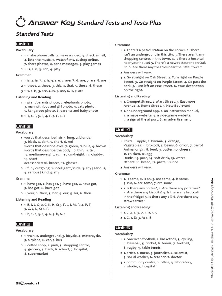 Stopwatch 1 Answer Key Guide | PDF | Accuracy And Precision | Food And ...