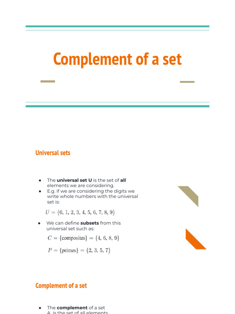 Complement of A Set PDF