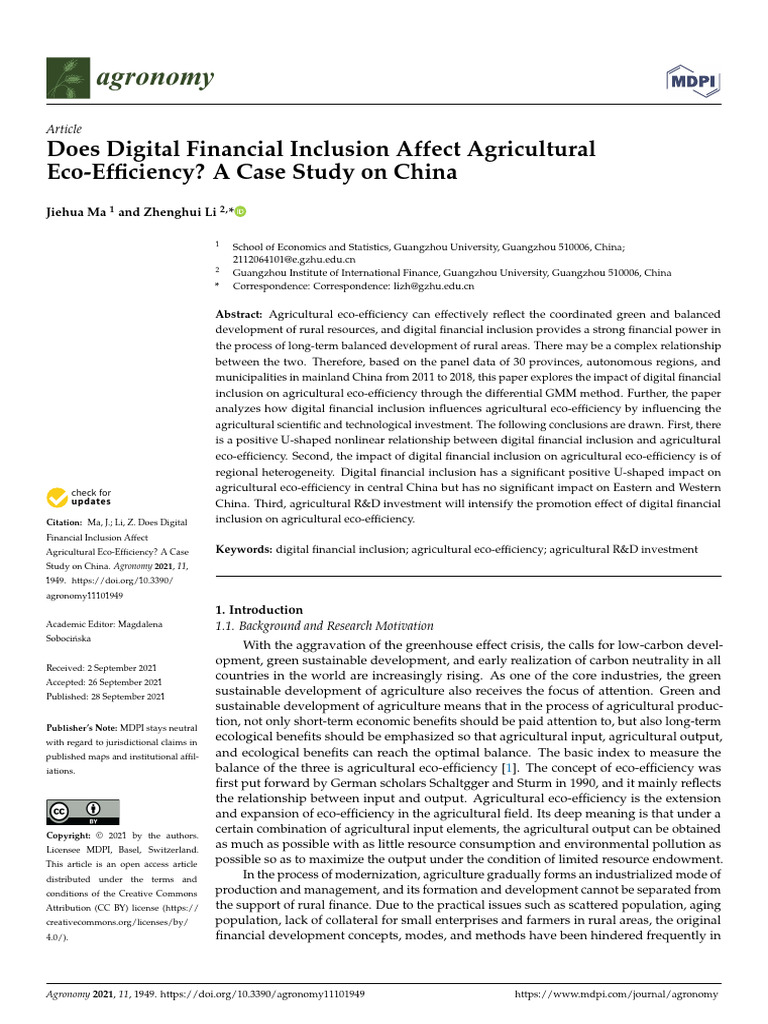 Agronomy 11 01949 v3 download free pdf agriculture financial