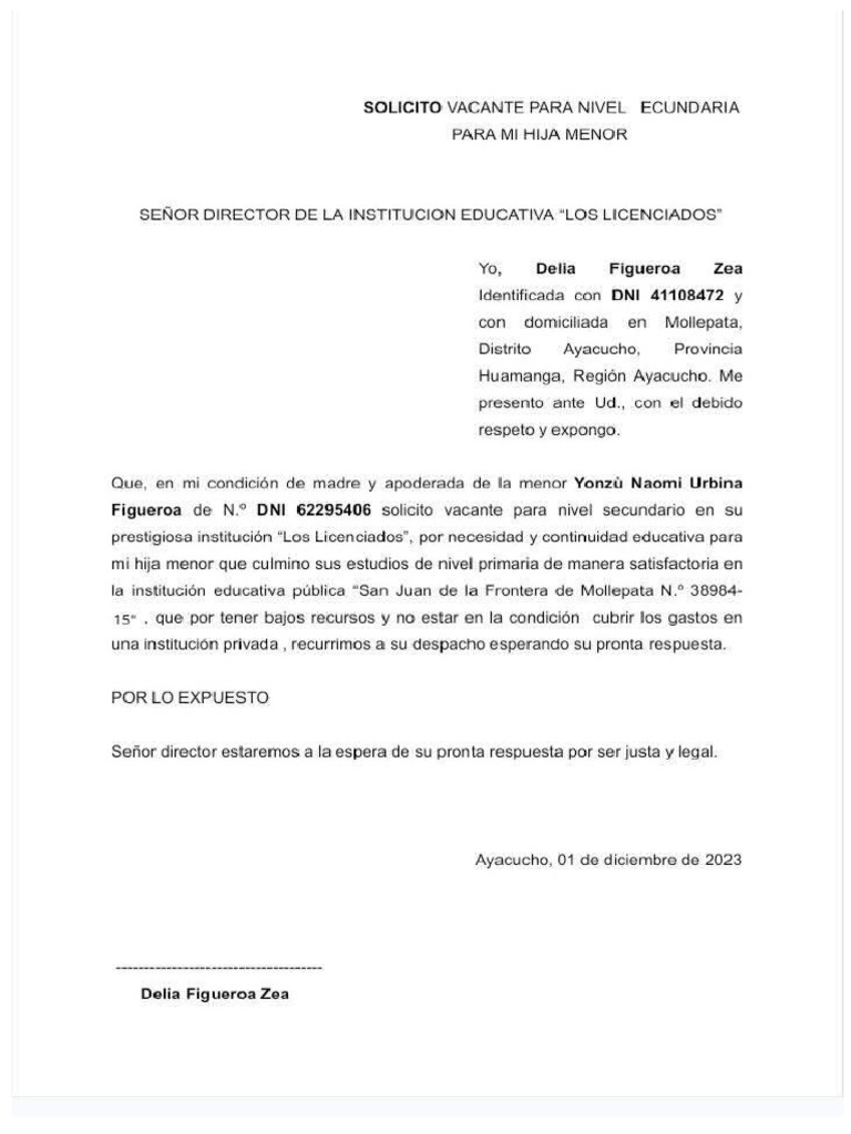 SOLICITUD PRIMARIA 002 | PDF