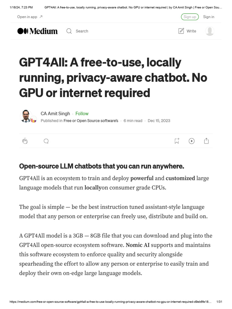 GPT4All A Free To Use Locally Running Privacy Aware Chatbot No GPU 
