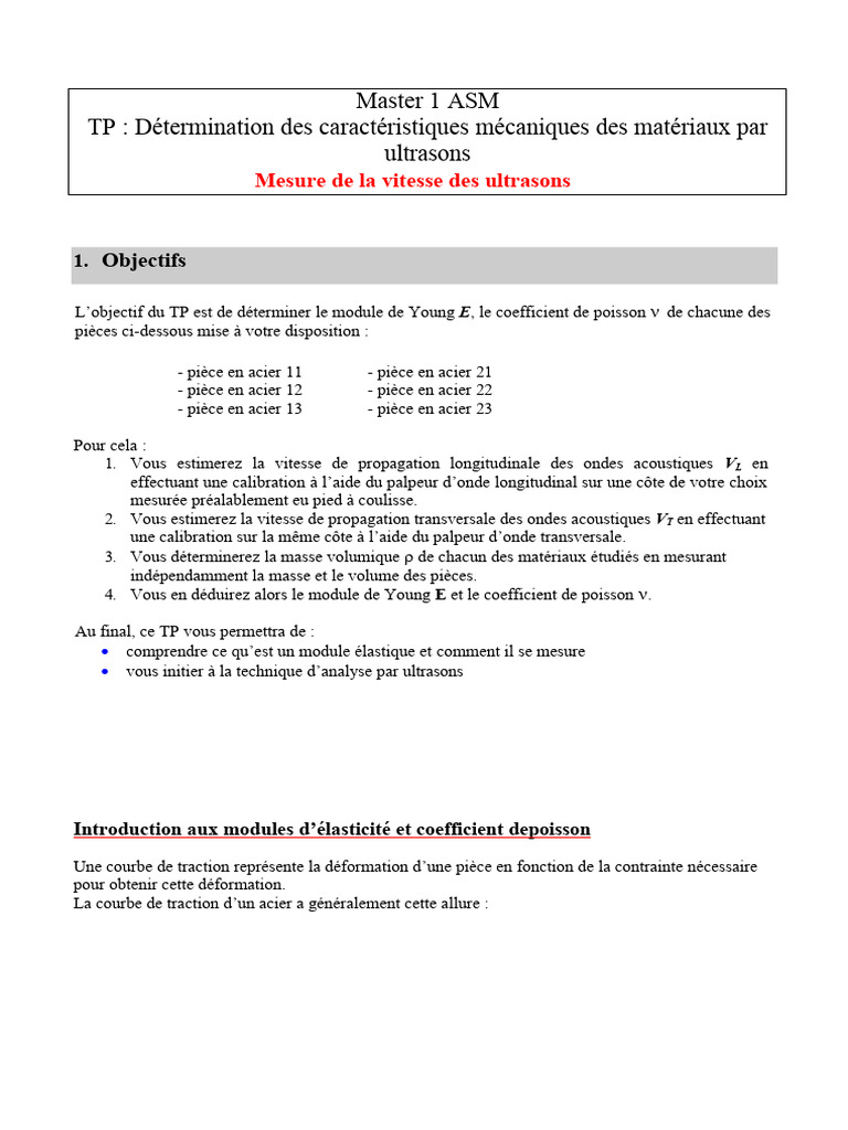 Mesure du module de Young et coefficient de Poisson | PDF | Module de ...