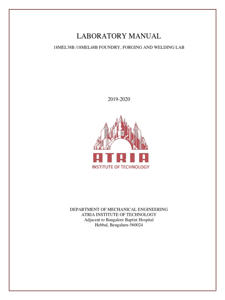 Foundry, Forging & Welding Lab Manual | PDF | Foundry | Strength Of ...