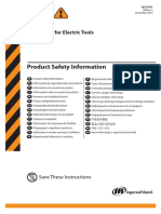 Product Safety Information: Controllers For Electric Tools