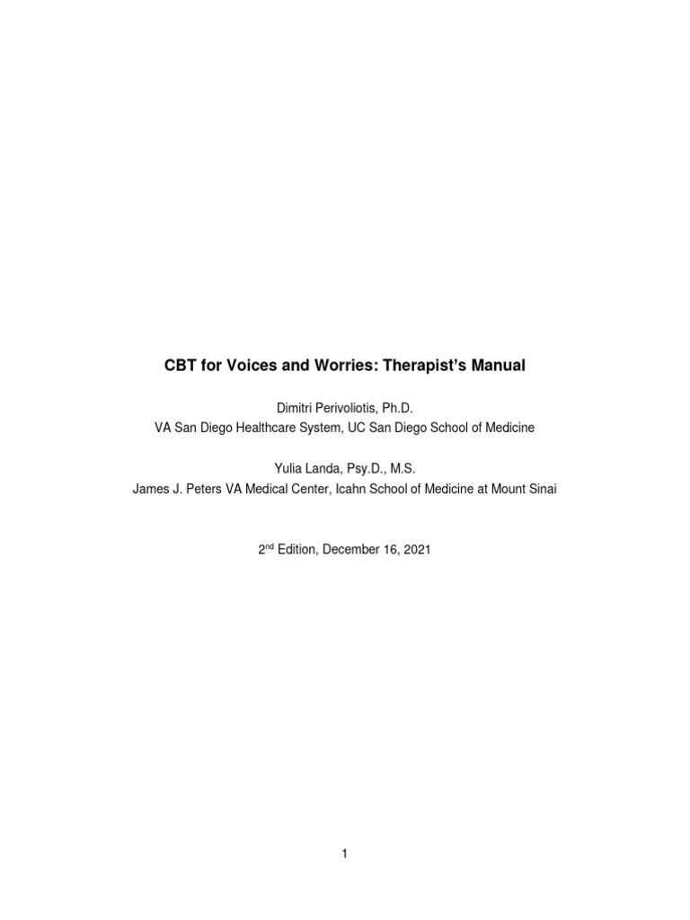 CBT for Voices: Therapist's Guide | PDF | Psychotherapy | Cognitive ...
