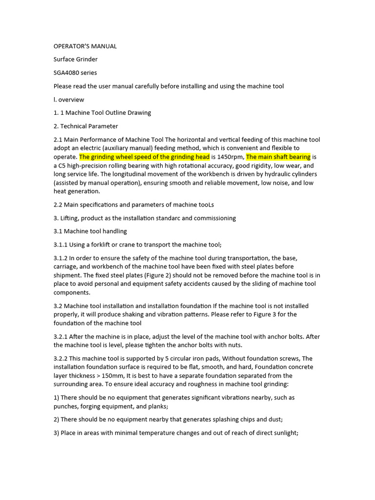 Inglés Manual Rectificadora Transcripción PDF Grinding (Abrasive