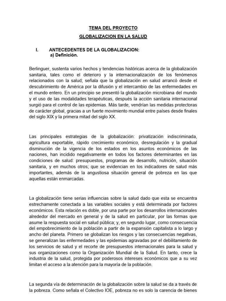 Impacto de la Globalización en la Salud | PDF | Globalización | Johnson ...