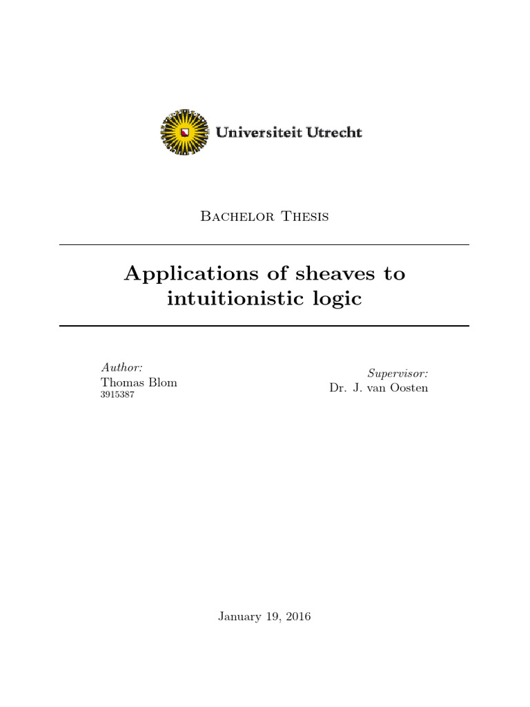 Applications of Sheaves To Intuitionistic Logic Download Free PDF