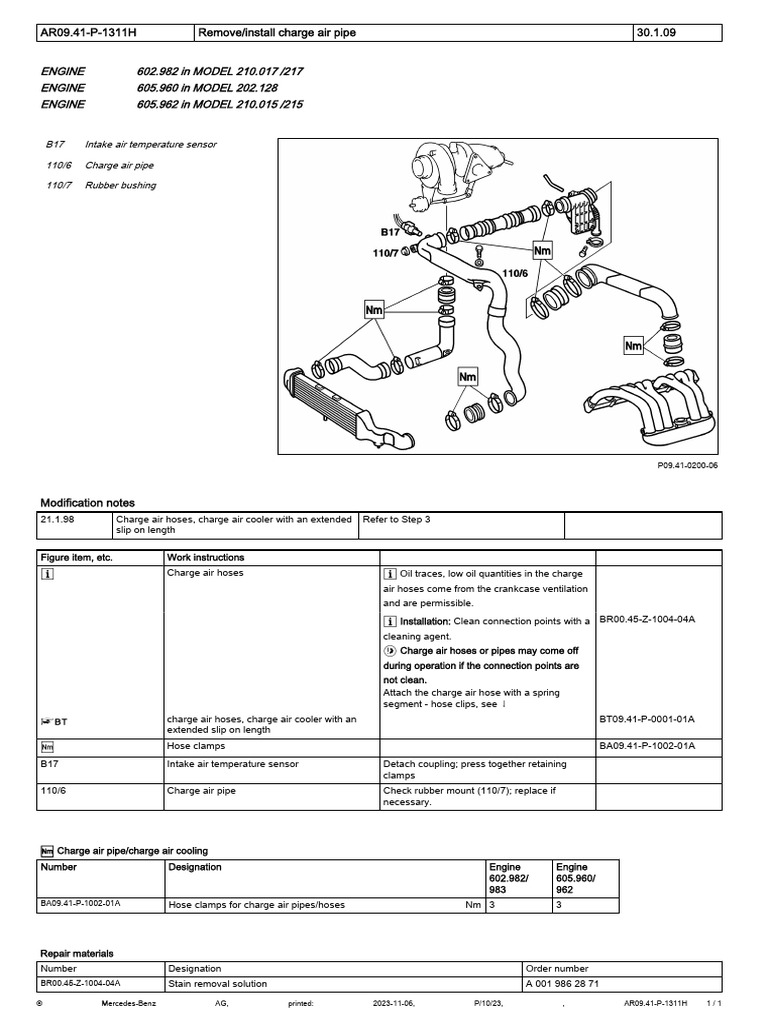 Remove-Install Charge Air Pipe | PDF | Pipe (Fluid Conveyance) | Machines