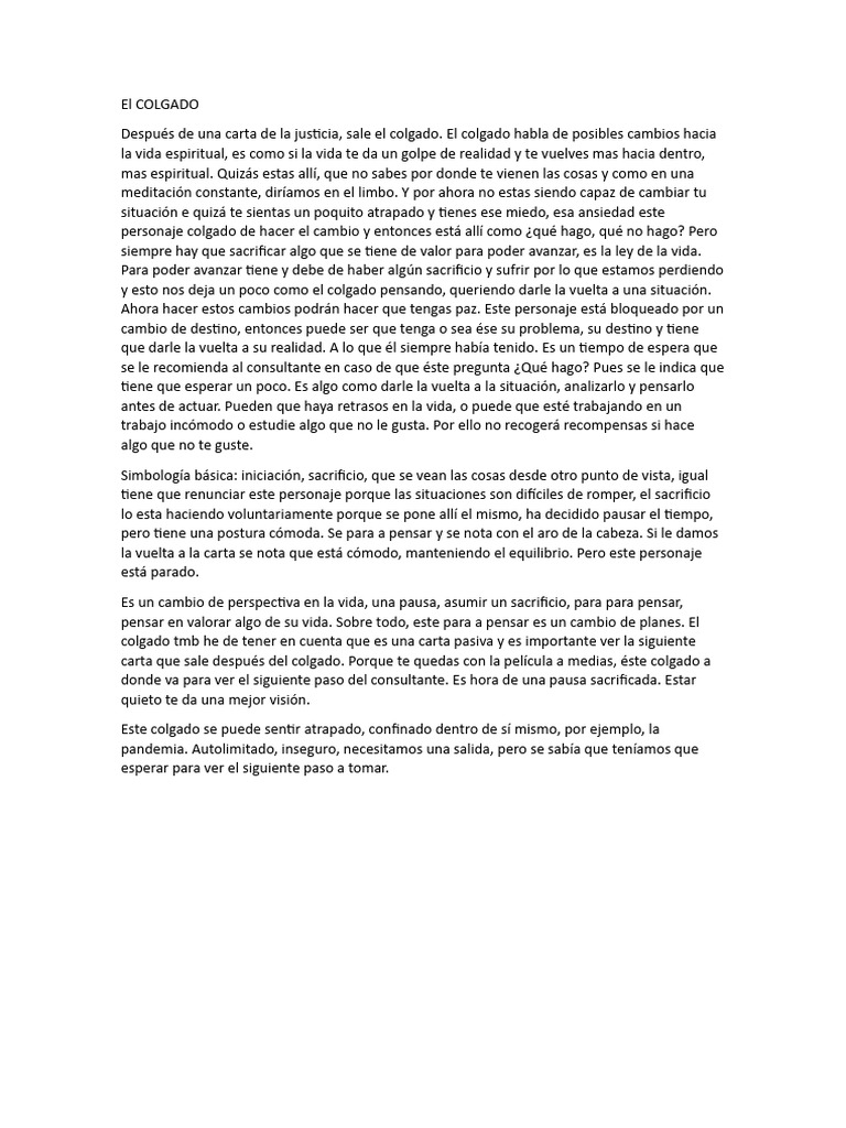 El Colgado: Cambio y Sacrificio | PDF