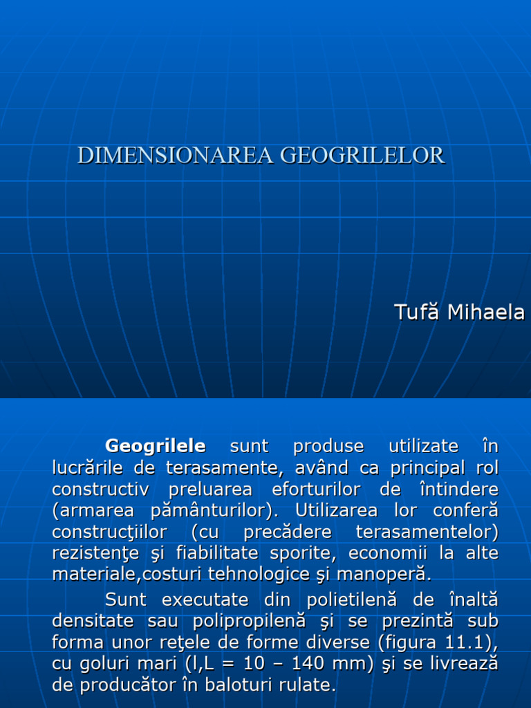 DIMENSIONARE GEOGRILE - Proiect | PDF