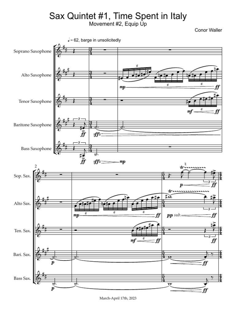 Sax Quintet MVT 2 | PDF | Instruments de musique | Instruments de ...