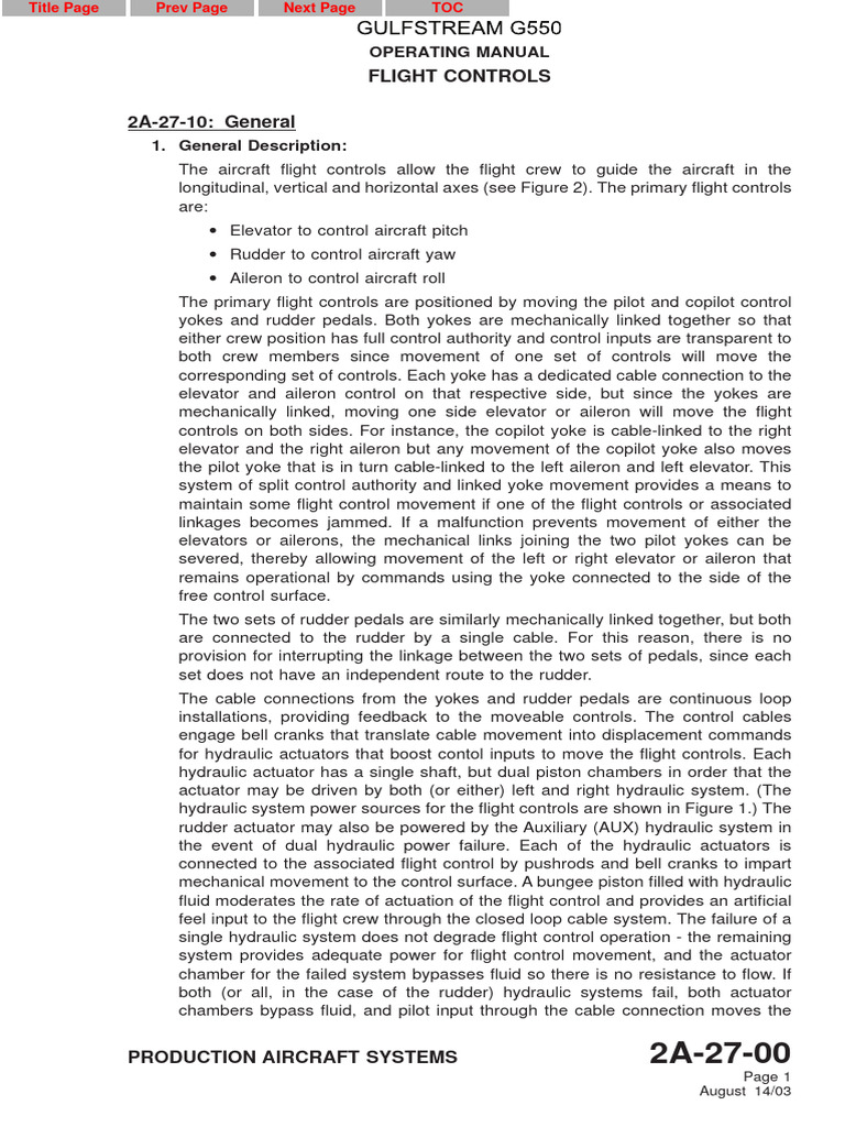 Flight Controls: Operating Manual | PDF | Aircraft Flight Control ...
