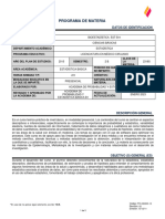 Programa de Materia: Datos de Identificación