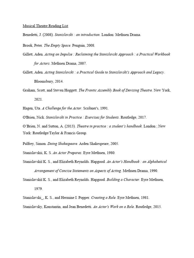 Essential Reads for Musical Theatre | PDF