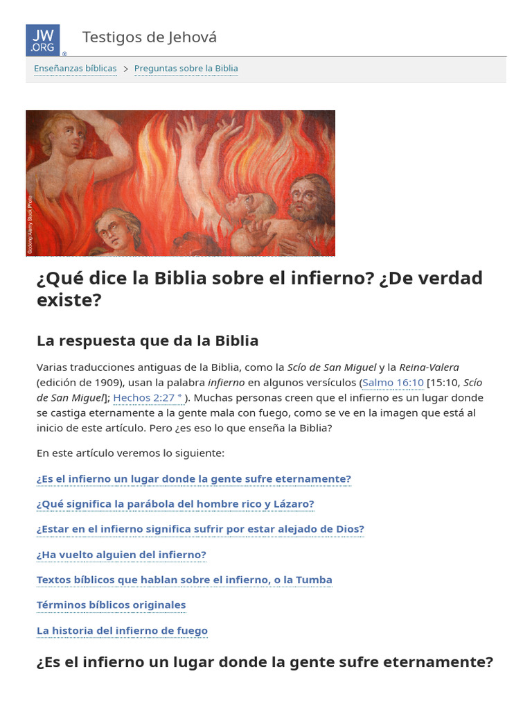 ¿Qué Dice La Biblia Sobre El Infierno - ¿De Verdad Existe | PDF ...