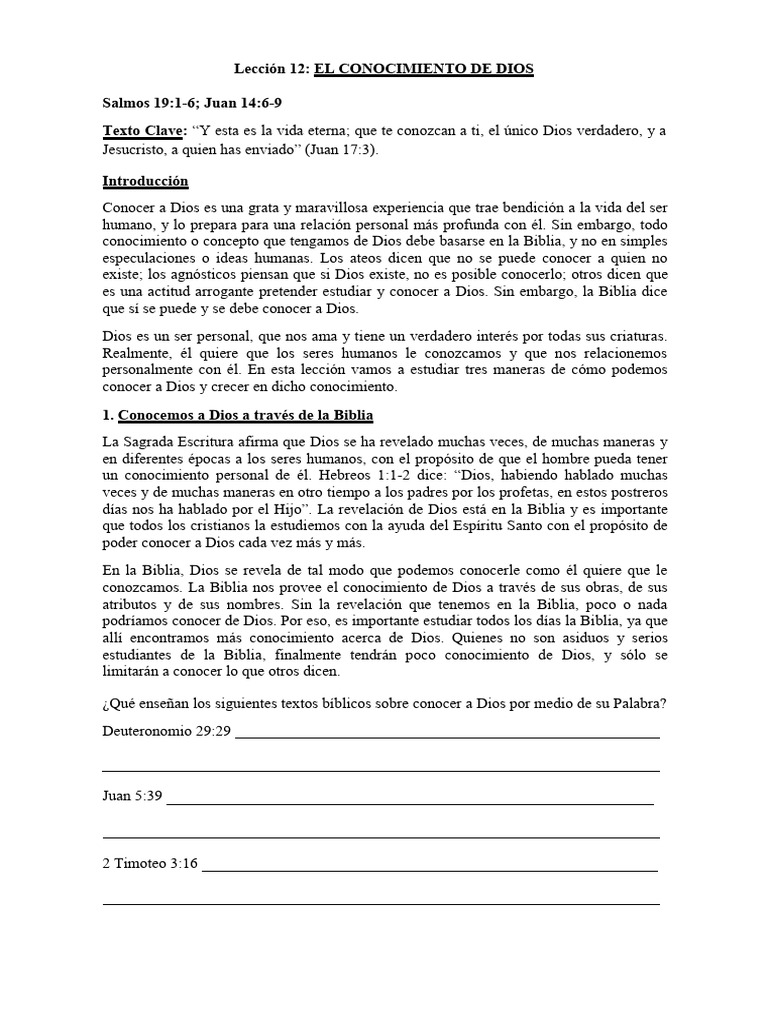 Conocimiento de Dios en la Biblia | PDF | Dios | Biblia