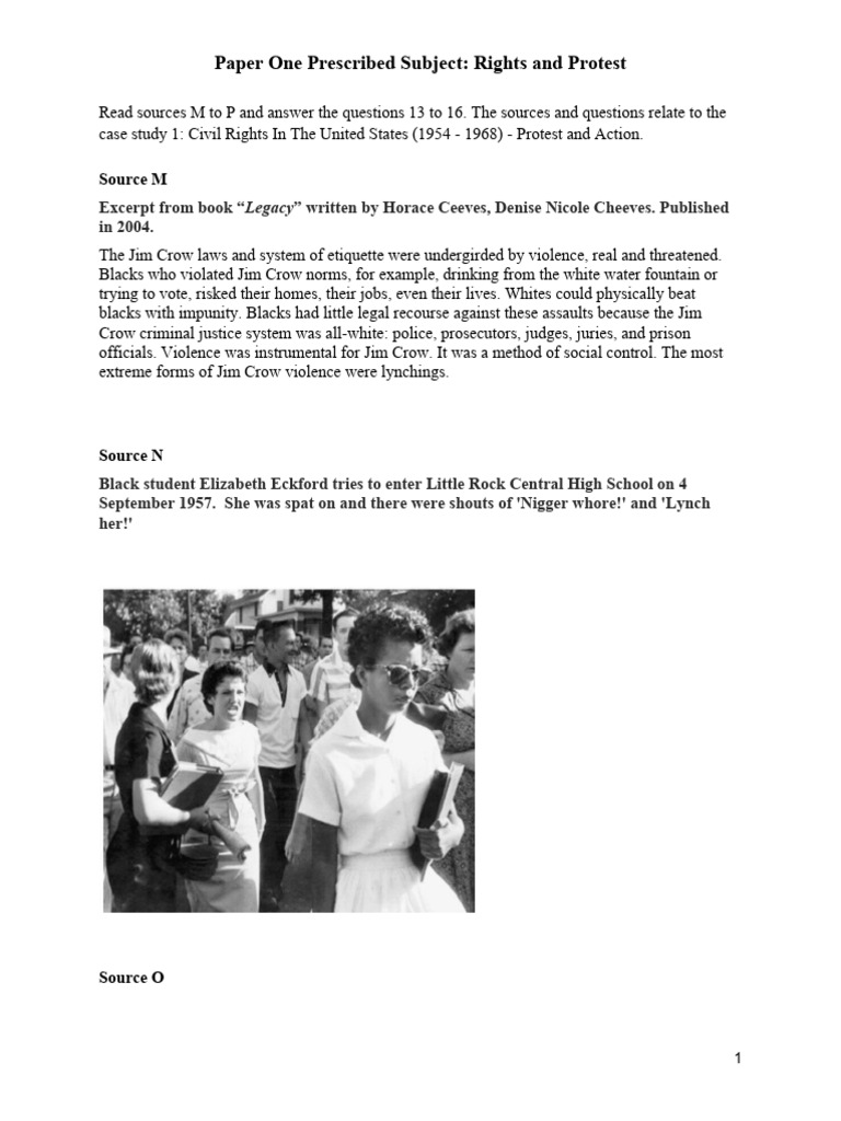 Example Paper One - Rights and Protest | PDF | Nonviolence | Martin ...