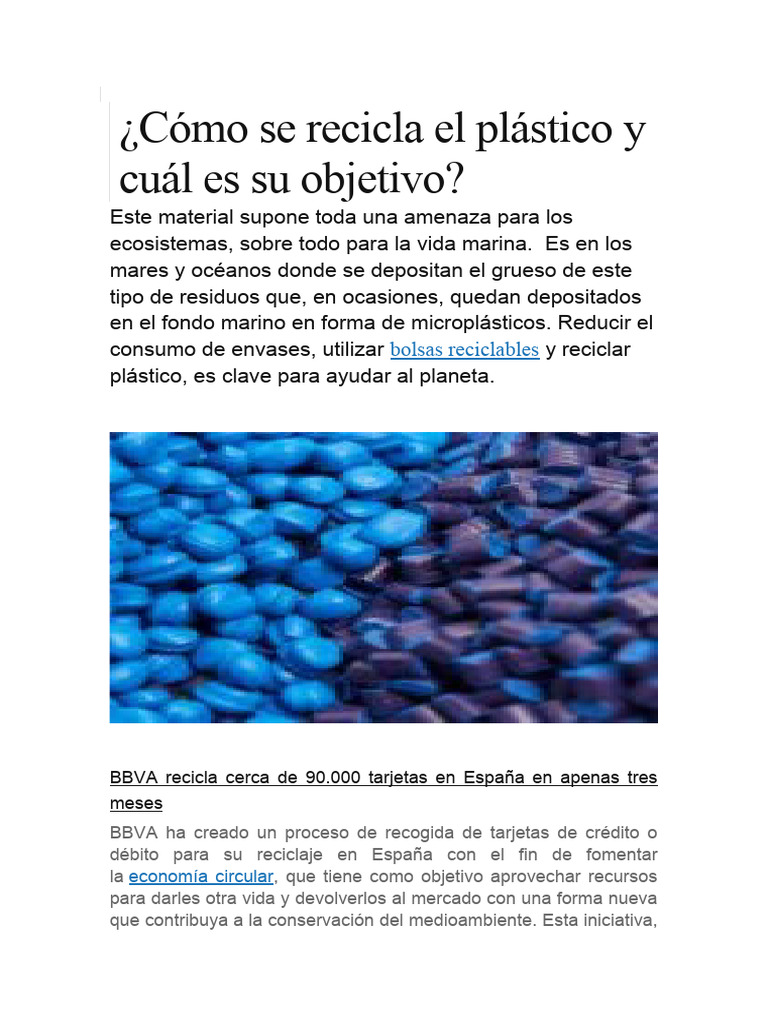 Reciclaje de Plasticos | PDF | El plastico | Reciclaje