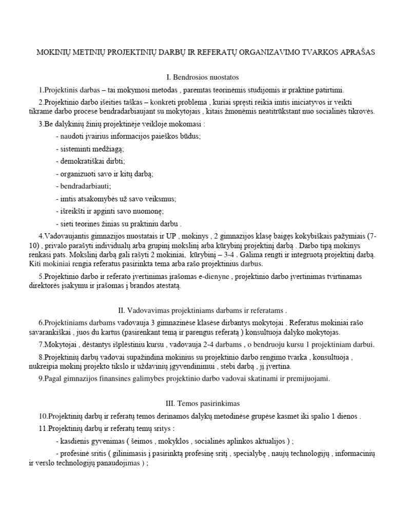 Darbu Rengimo Reikalavimai | PDF