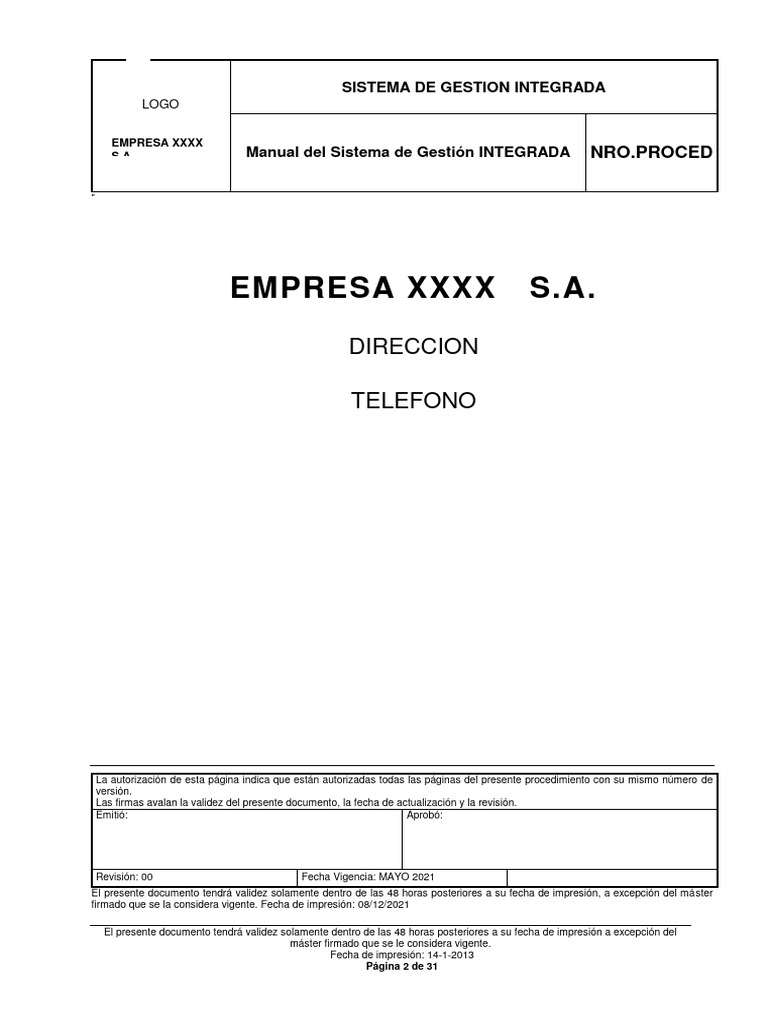 Modelo Manual Del Sgi Pdf Calidad Comercial Business