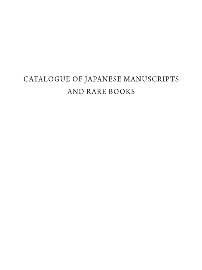 Catalogue of Japanese Manuscrits and Rare Books | PDF | Social Science