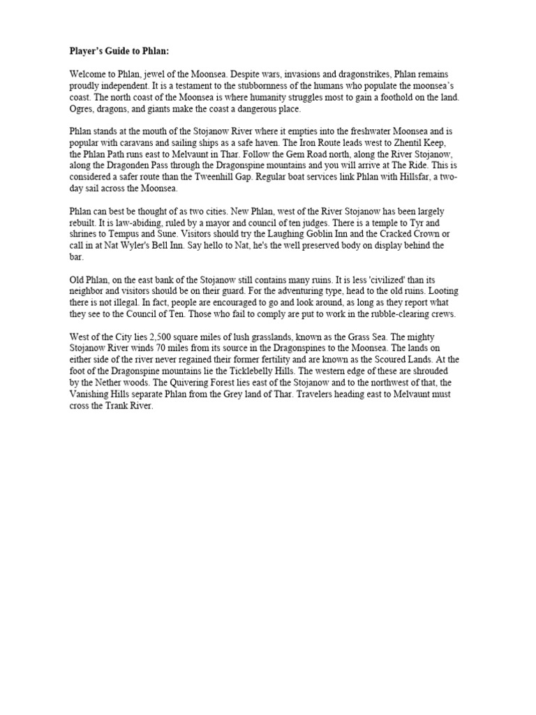 Phlan: A Guide to the Moonsea City | PDF | Elf (Dungeons & Dragons ...